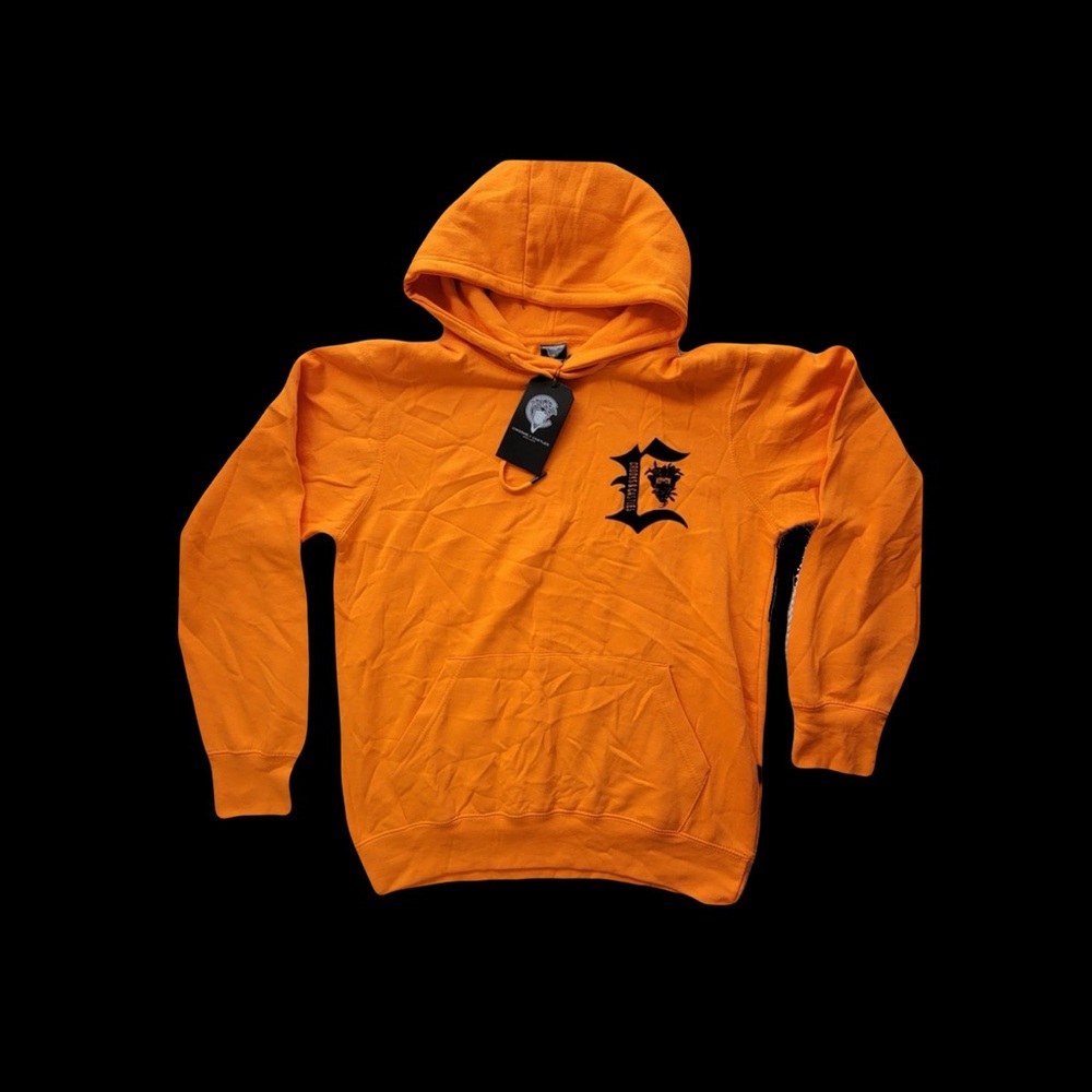 Crooks & Castles Vibrant Orange Hoodie with Black Emblem